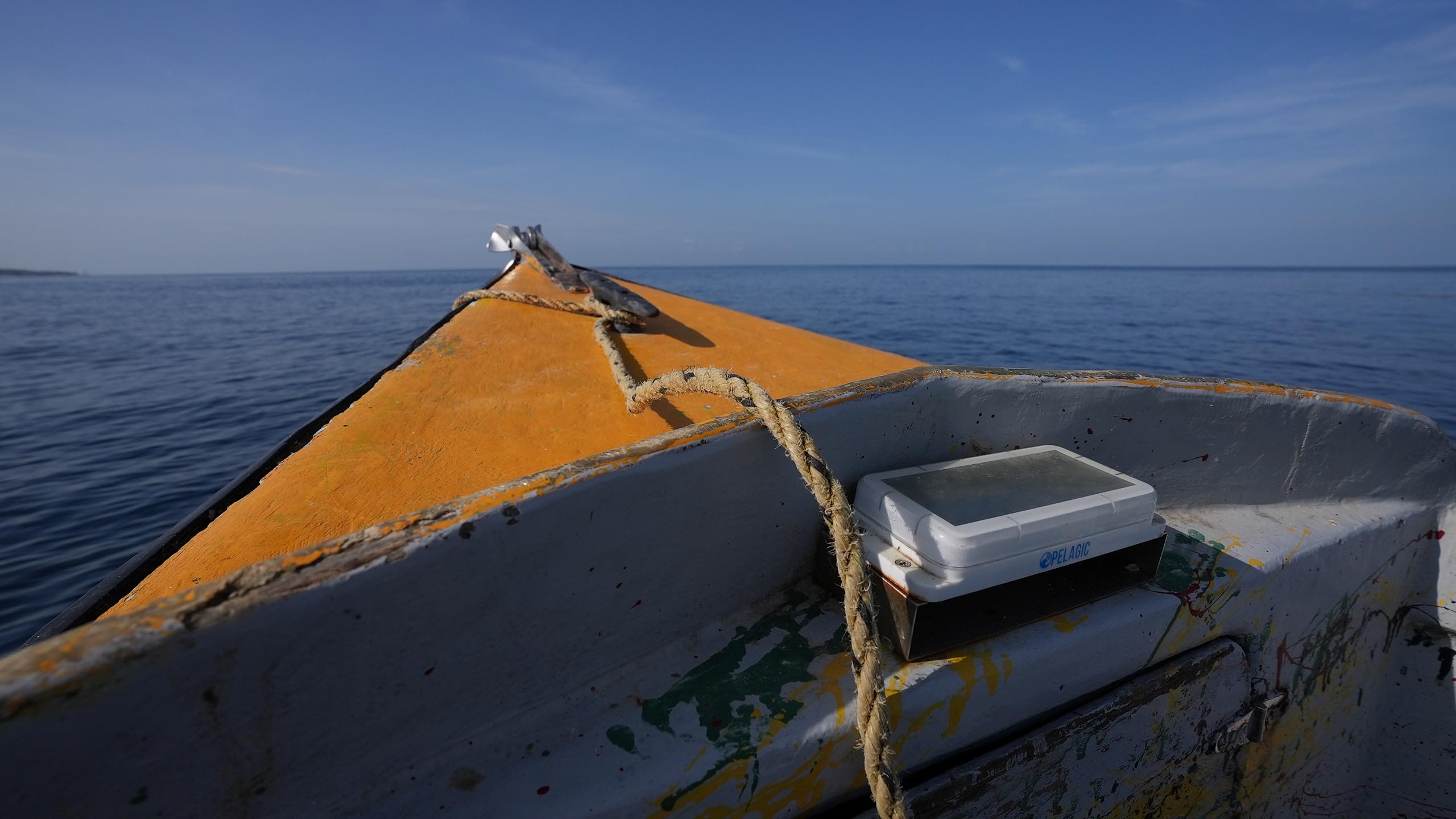 A GPS device is seen at the bow of Ferguson's boat.
