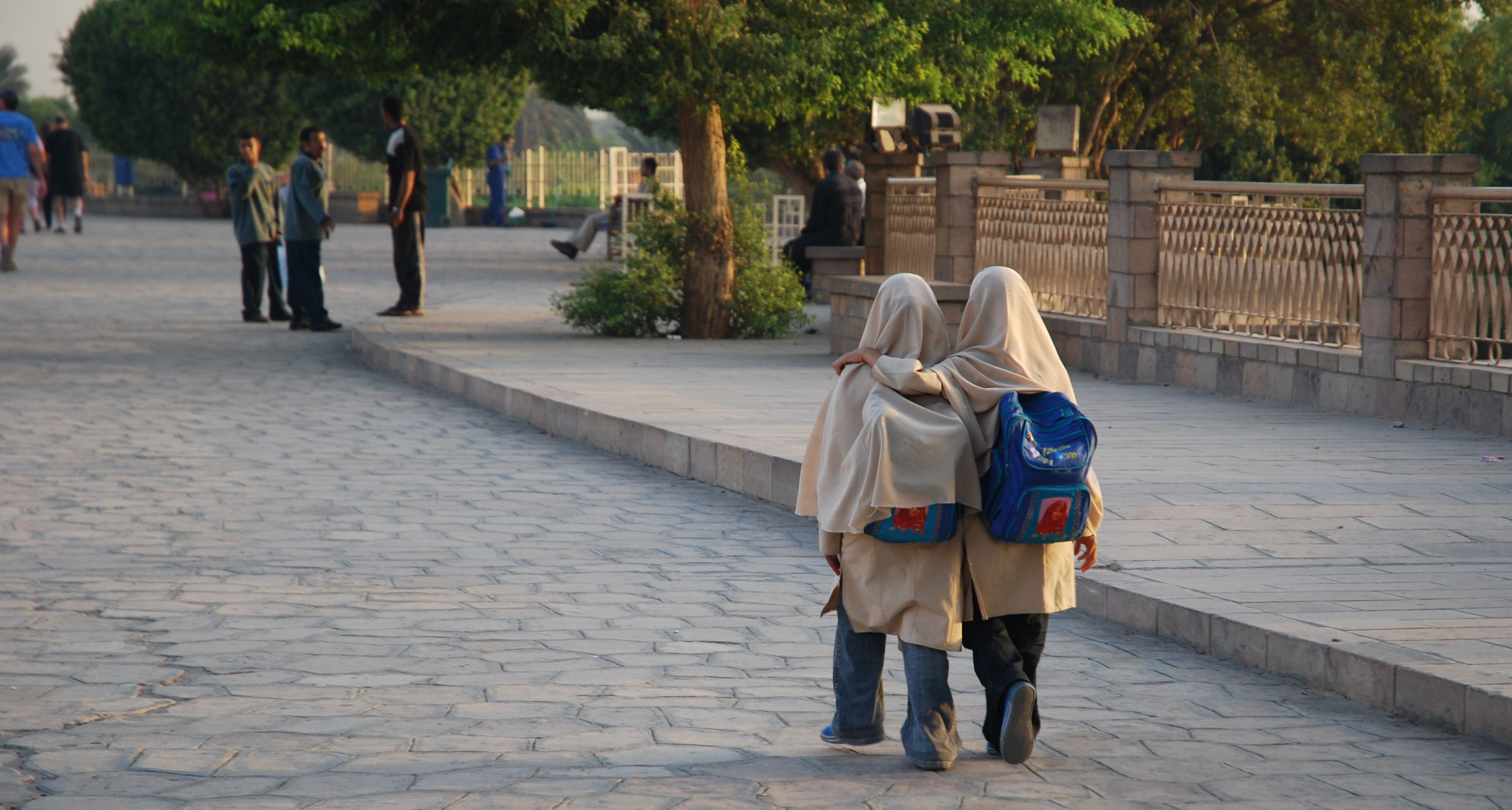 children walk to school in egypt